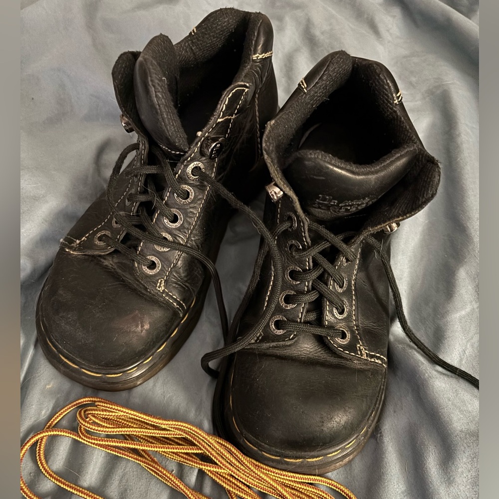 Vintage Dr Martens Chunky Black Leather Boots WM9
